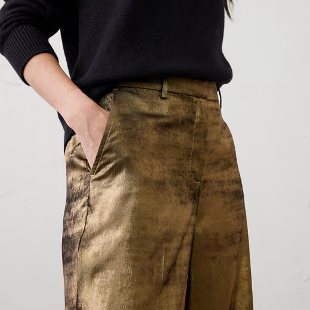 Gold Metallic Women’s Pants Banana Republic
